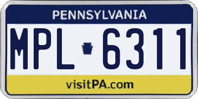 PA license plate MPL6311