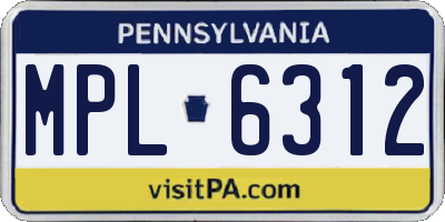 PA license plate MPL6312