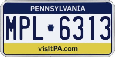 PA license plate MPL6313
