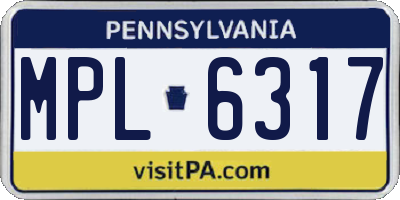 PA license plate MPL6317