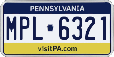 PA license plate MPL6321