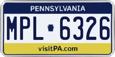 PA license plate MPL6326