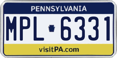 PA license plate MPL6331