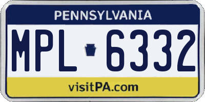PA license plate MPL6332