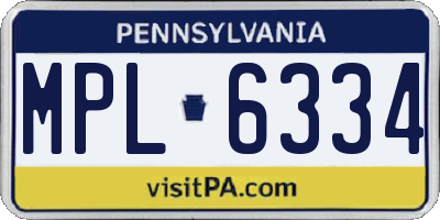 PA license plate MPL6334