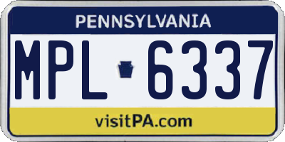 PA license plate MPL6337