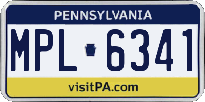 PA license plate MPL6341