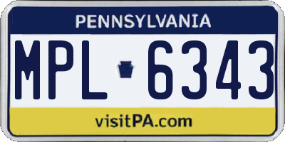 PA license plate MPL6343