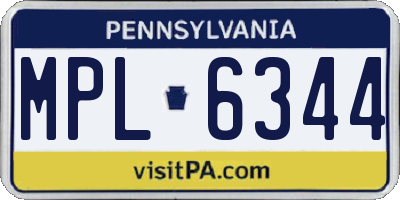 PA license plate MPL6344