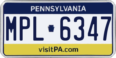 PA license plate MPL6347