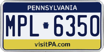 PA license plate MPL6350