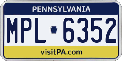 PA license plate MPL6352