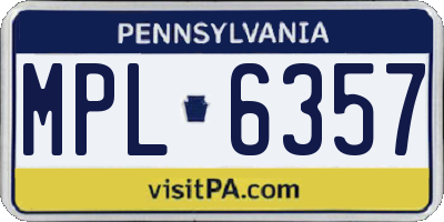 PA license plate MPL6357