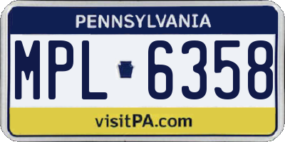 PA license plate MPL6358