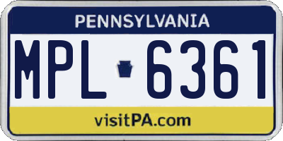 PA license plate MPL6361