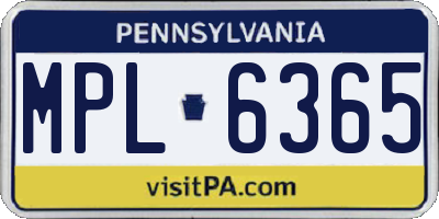 PA license plate MPL6365