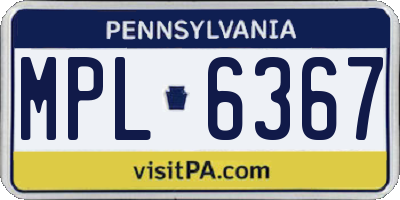 PA license plate MPL6367