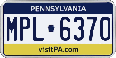 PA license plate MPL6370