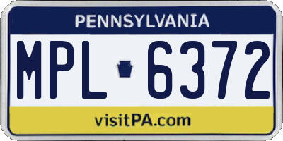 PA license plate MPL6372