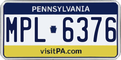 PA license plate MPL6376