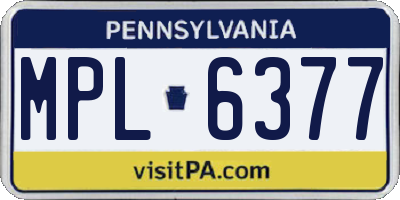 PA license plate MPL6377