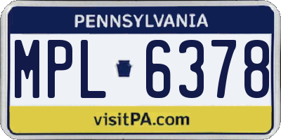PA license plate MPL6378