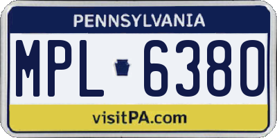 PA license plate MPL6380
