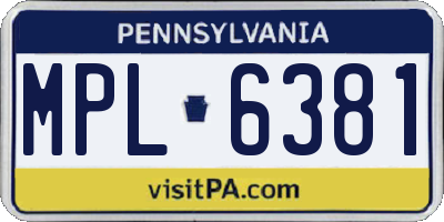PA license plate MPL6381