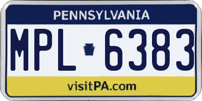 PA license plate MPL6383