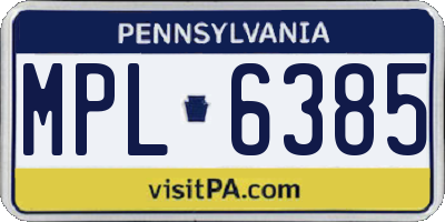 PA license plate MPL6385