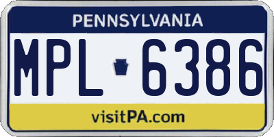 PA license plate MPL6386