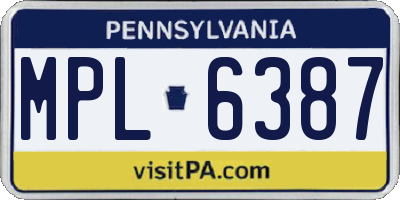 PA license plate MPL6387