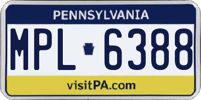 PA license plate MPL6388