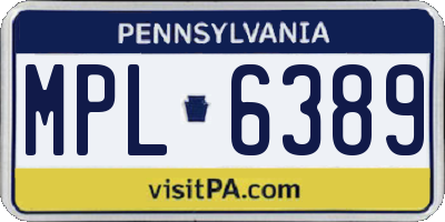 PA license plate MPL6389