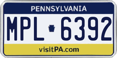 PA license plate MPL6392