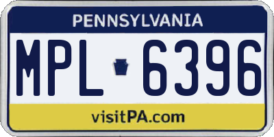 PA license plate MPL6396