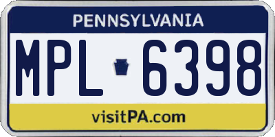 PA license plate MPL6398