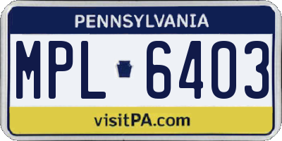 PA license plate MPL6403