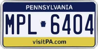 PA license plate MPL6404