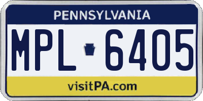PA license plate MPL6405