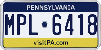 PA license plate MPL6418