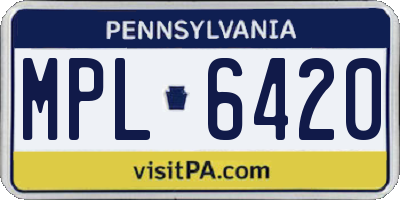 PA license plate MPL6420