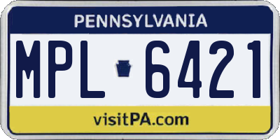 PA license plate MPL6421