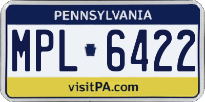 PA license plate MPL6422