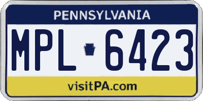 PA license plate MPL6423