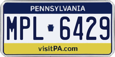 PA license plate MPL6429