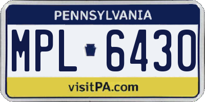 PA license plate MPL6430