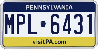 PA license plate MPL6431