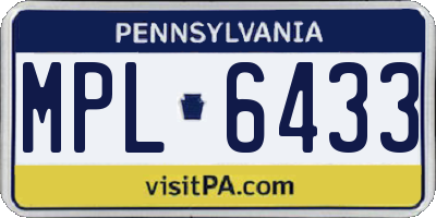 PA license plate MPL6433