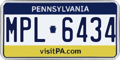 PA license plate MPL6434